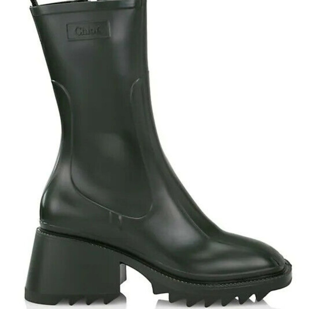 Chloe Betty PVC Rain Boots Black Size 36